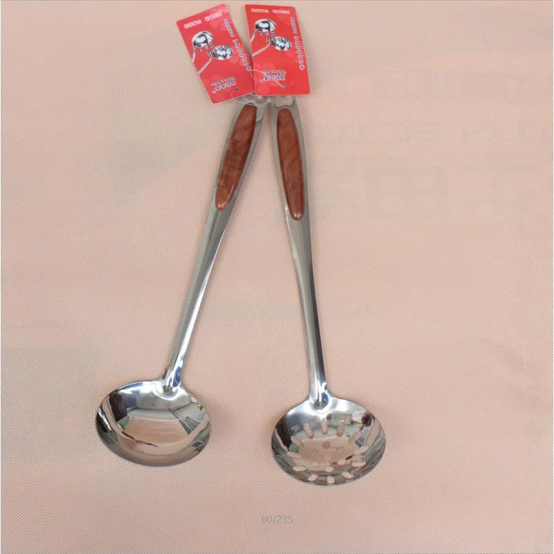 Conjunto Concha E Escumadeira Inox E Cabo Marrom
