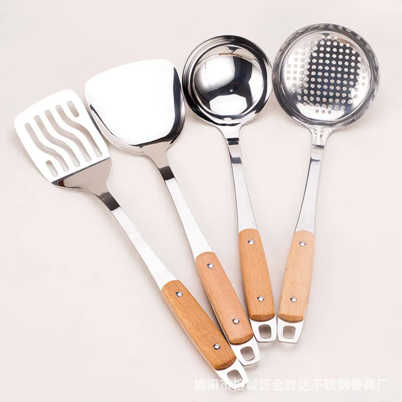Conjunto De Concha, Escumadeira, Espátula Vazada, Espátula Fechada Inox