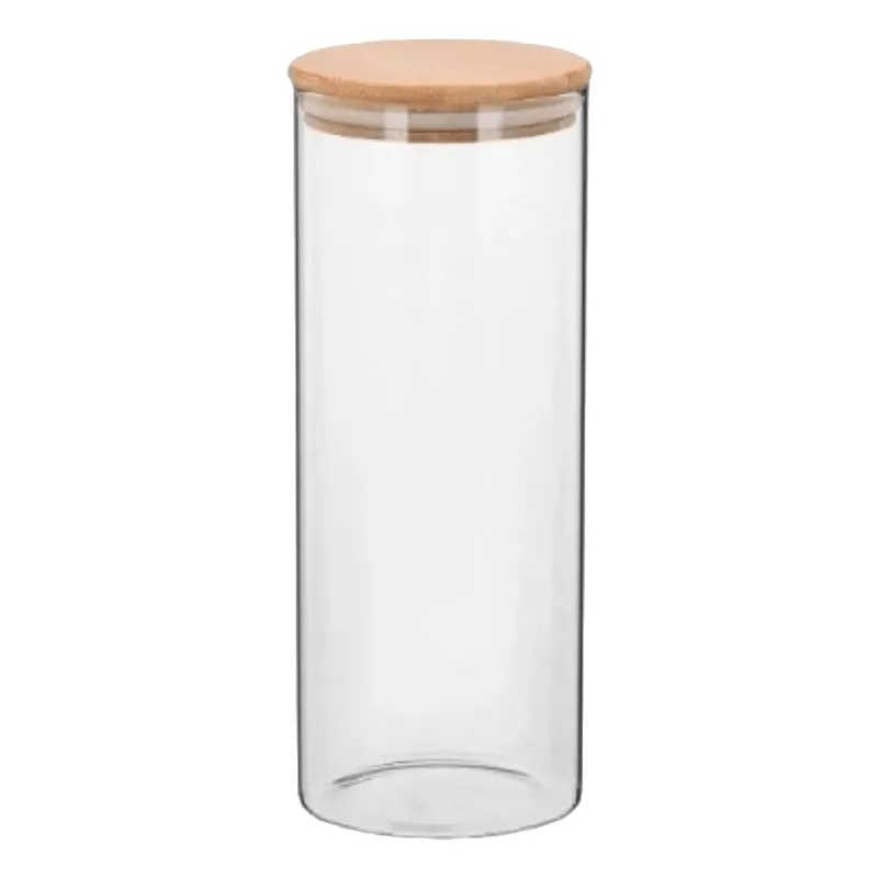 Pote De Vidro 600ml Com Tampa De Bambu