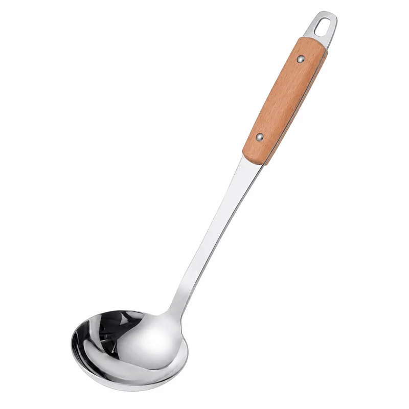 Utensílios De Cozinha De Aço Inoxidável Com Cabo De Madeira