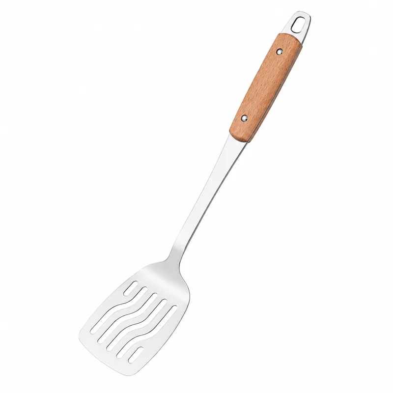 Utensílios De Cozinha De Aço Inoxidável Com Cabo De Madeira