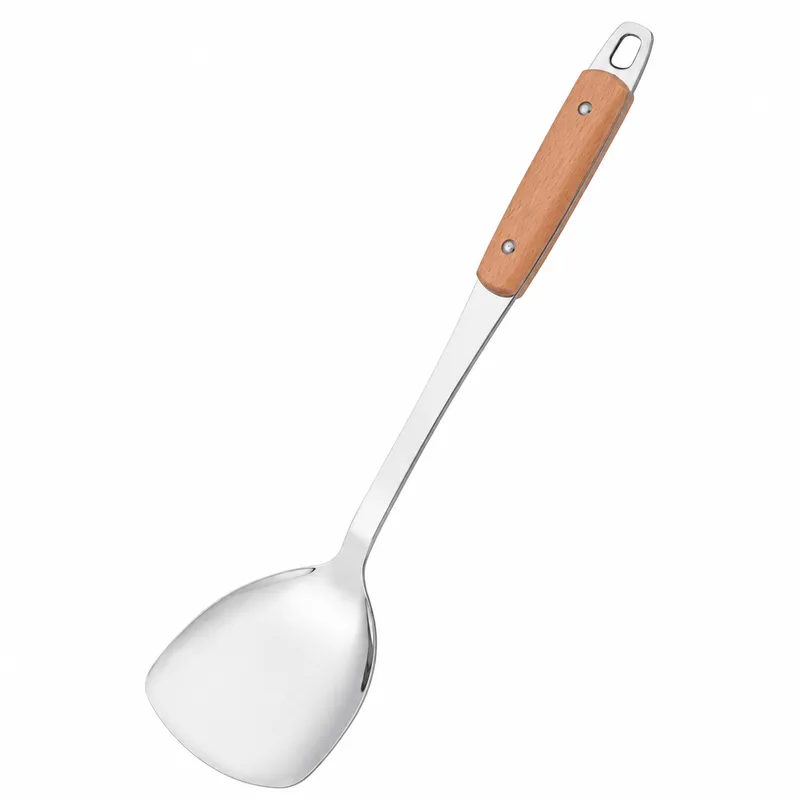 Utensílios De Cozinha De Aço Inoxidável Com Cabo De Madeira