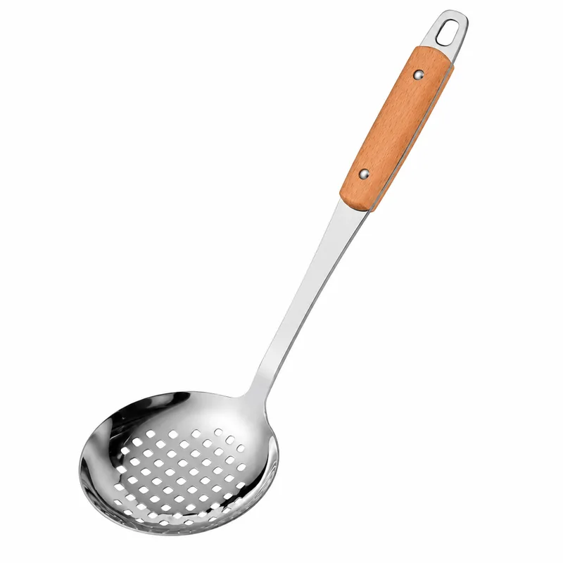 Utensílios De Cozinha De Aço Inoxidável Com Cabo De Madeira