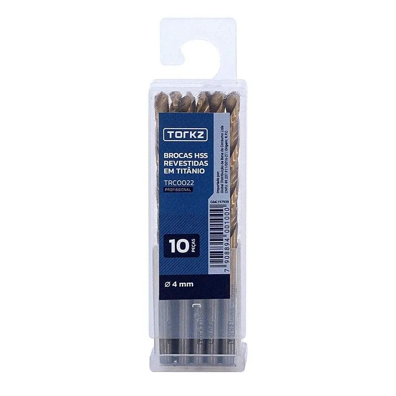 Broca Ar Torkz Trc0022 Titânio, 4 Mm - 10 Peças