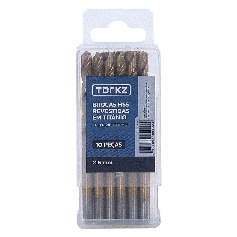 Broca Ar Torkz Trc0024 Titânio, 6 Mm - 10 Peças