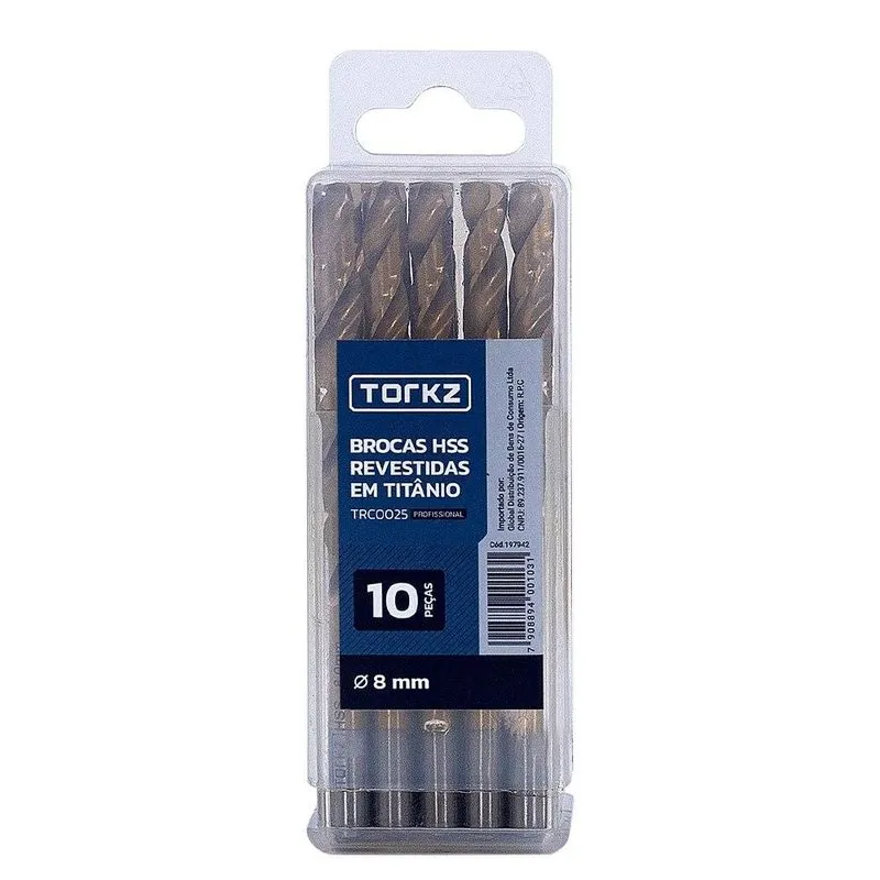 Broca Ar Torkz Trc0025 Titânio, 8 Mm - 10 Peças