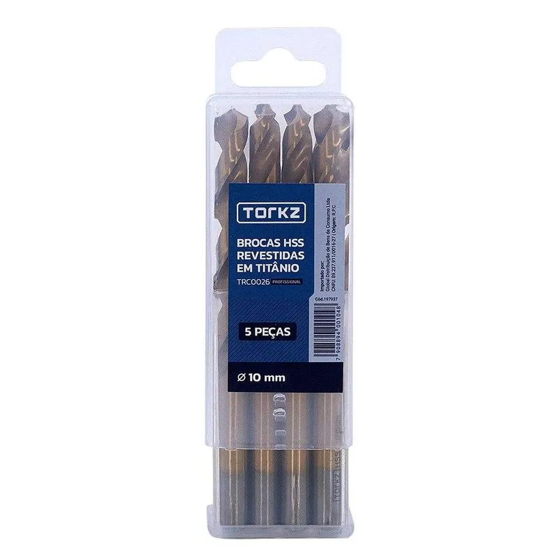 Broca Ar Torkz Trc0026 Titânio, 10 Mm - 5 Peças