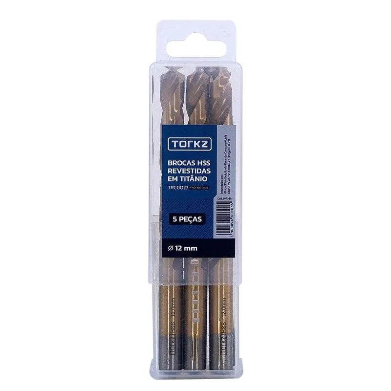 Broca Ar Torkz Trc0027 Titânio, 12 Mm - 5 Peças