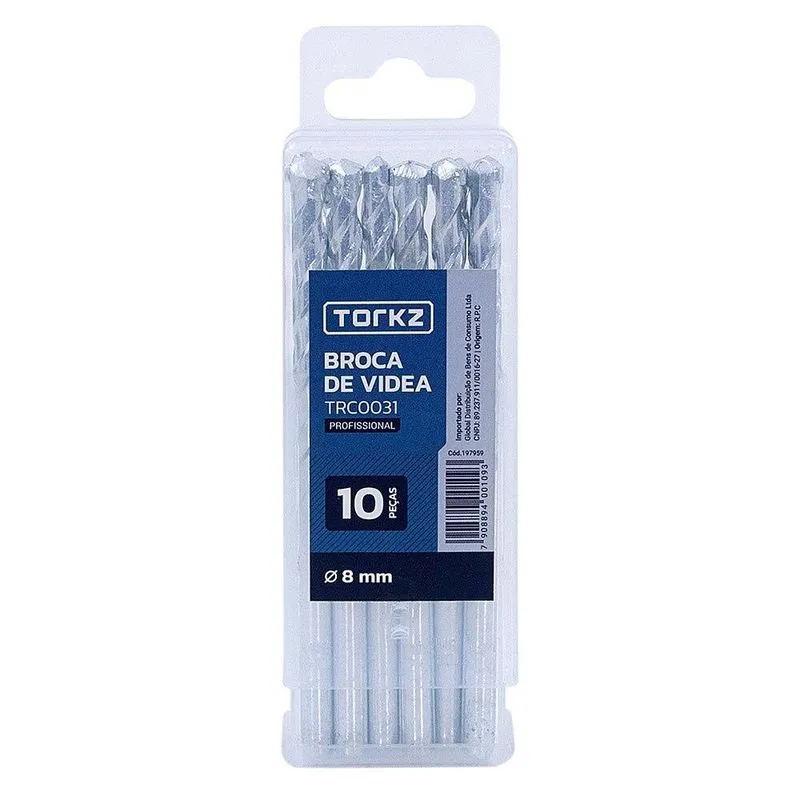 Broca Videa Torkz Trc0031, 8 Mm - 10 Peças