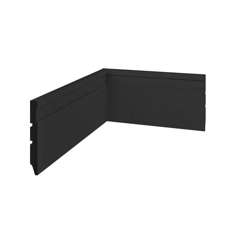 Rodapé Modaza Poliestireno Frisado 10 X 285 Cm, Preto
