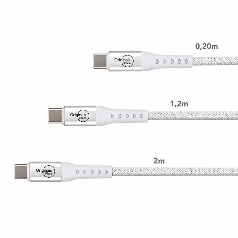 Kit 3 Cabos USB-C, Originais iPlace, Trançado - Originais iPlace