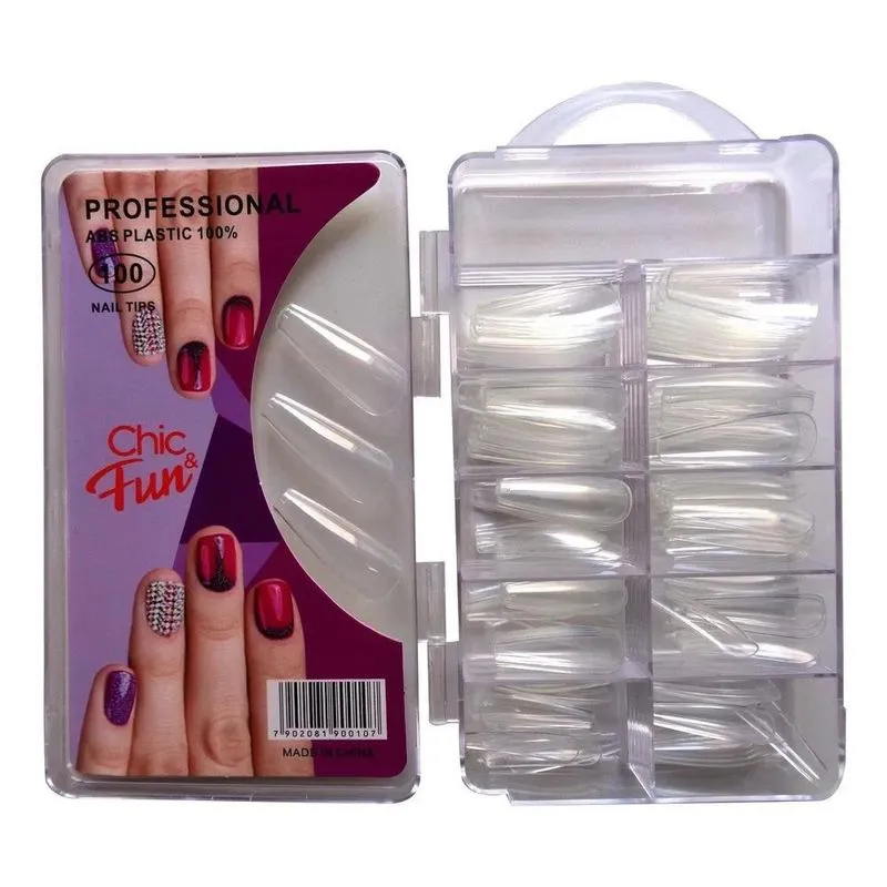 100pç Unha Postiça Bailarina Estilo Longo Unhas Posticas Cor