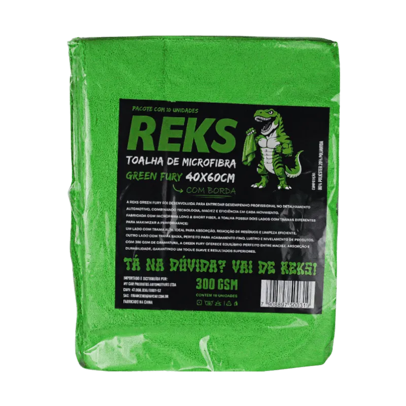 Flanela de Microfibra Green Fury 40x60cm 300GSM com Borda Reks
