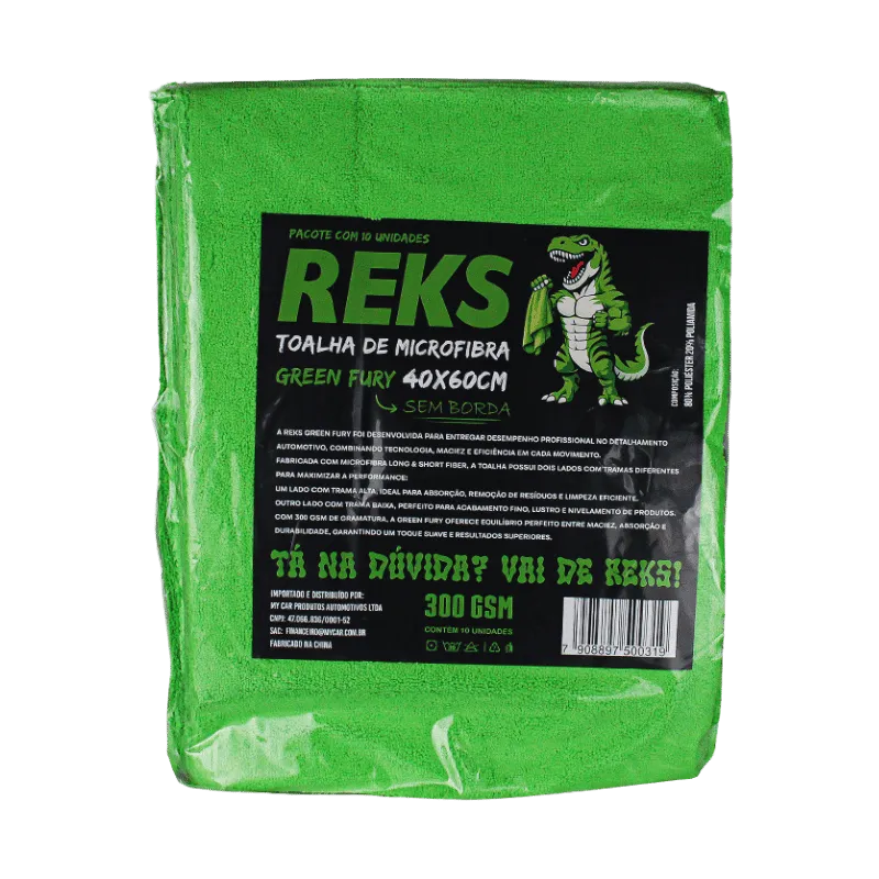 Flanela de Microfibra Green Fury 40x60cm 300GSM sem Borda Reks