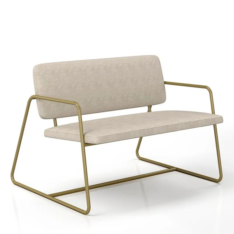 Namoradeira Estofada Sintra Industrial Dourado/suede Bege - M.a