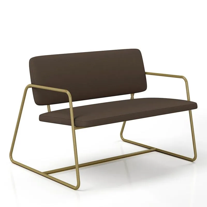 Namoradeira Estofada Sintra Industrial Dourado/suede Marrom - M.a