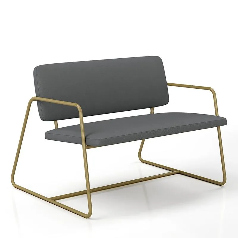 Namoradeira Estofada Sintra Industrial Dourado/suede Cinza - M.a