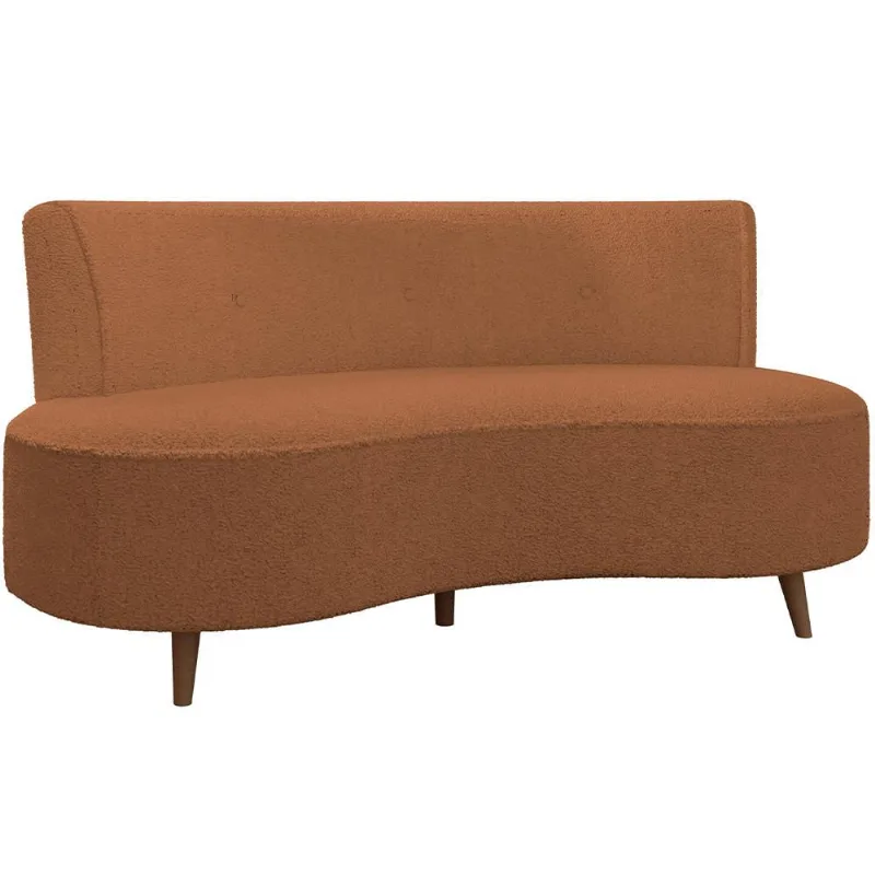 Sofá Chaise Living 2 Lugares 160cm para Sala Istambul K01 Bouclê Mostarda - Lyam Decor - Lyam Decor