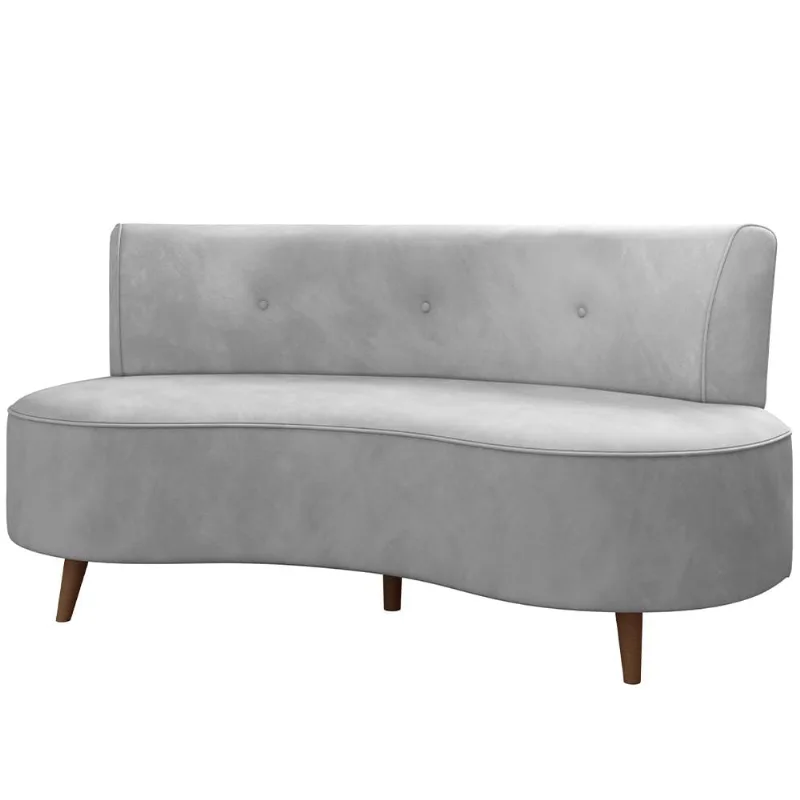 Sofá Chaise Living 2 Lugares 160cm para Sala Istambul K01 Veludo Cinza - Lyam Decor - Lyam Decor