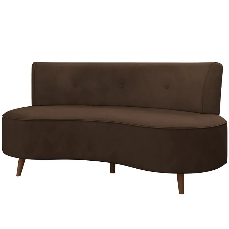 Sofá Chaise Living 2 Lugares 160cm para Sala Istambul K01 Veludo Marrom - Lyam Decor - Lyam Decor