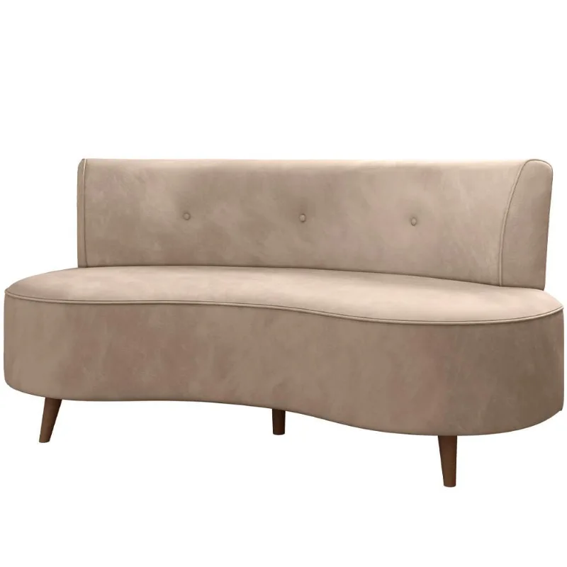 Sofá Chaise Living 2 Lugares 160cm para Sala Istambul K01 Veludo Bege - Lyam Decor - Lyam Decor