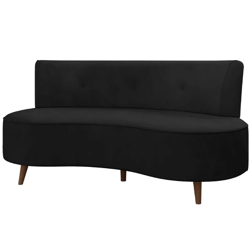Sofá Chaise Living 2 Lugares 160cm para Sala Istambul K01 Veludo Preto - Lyam Decor - Lyam Decor