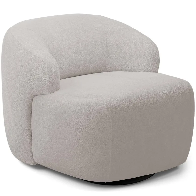 Poltrona Decorativa Orgânica Giratória Para Sala Living Barolo L06 Bouclê Cinza - Lyam Decor - Lyam Decor