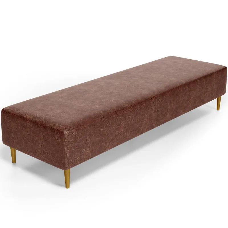 Puff Decorativo Sala de Estar Bali W01 Pés Palito 170x60cm Couríssimo Marrom - Lyam Decor - Lyam Decor
