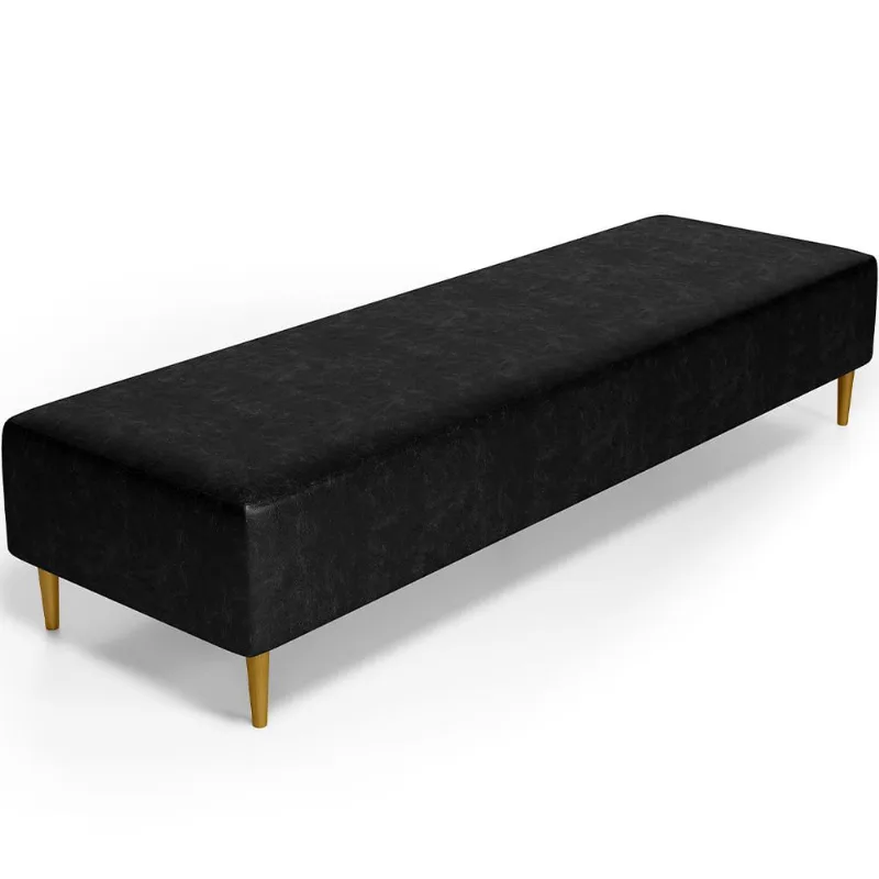 Puff Decorativo Sala de Estar Bali W01 Pés Palito 170x60cm Couríssimo Preto - Lyam Decor - Lyam Decor