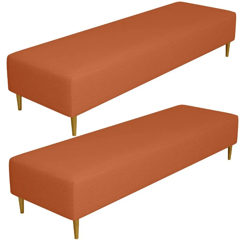 Kit 02 Puffs Decorativo Sala de Estar Bali W01 Pés Palito 170x60cm Tecido Terracota - Lyam Decor - Lyam Decor