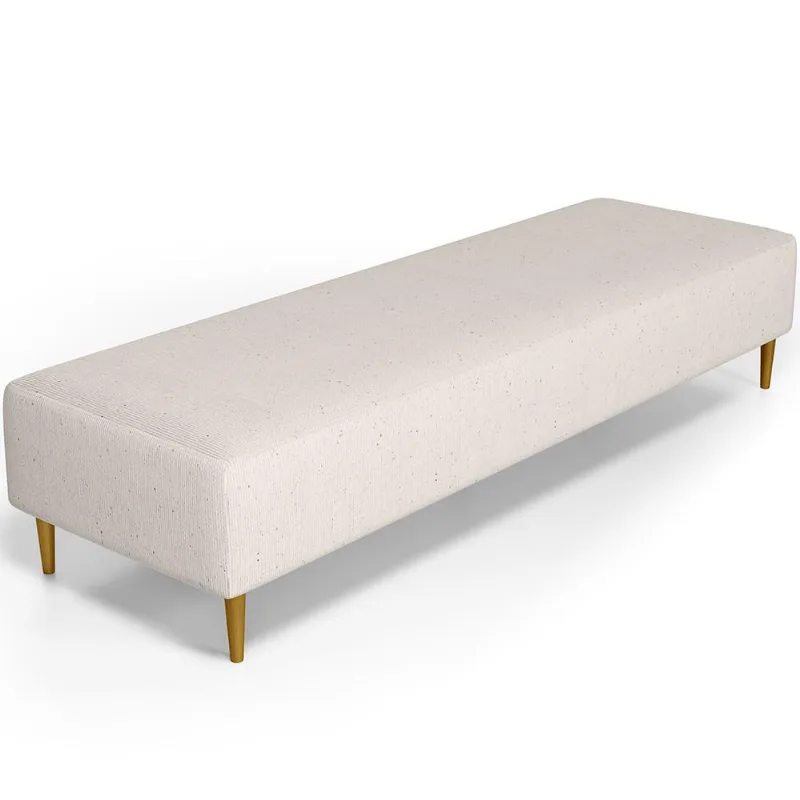 Puff Decorativo Sala de Estar Bali W01 Pés Palito 190x60cm Linho Cru - Lyam Decor - Lyam Decor