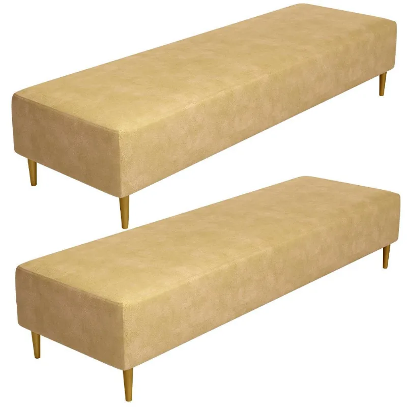 Kit 02 Puffs Decorativo Sala de Estar Bali W01 Pés Palito 190x60cm Couríssimo Fendi - Lyam Decor - Lyam Decor
