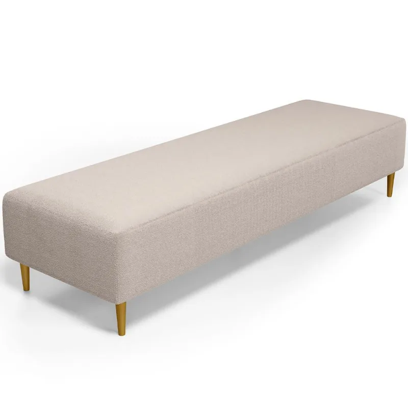 Puff Decorativo Sala de Estar Bali W01 Pés Palito 210x60cm Bouclê Creme - Lyam Decor - Lyam Decor