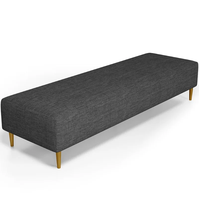 Puff Decorativo Sala de Estar Bali W01 Pés Palito 210x60cm Linho Cinza Escuro - Lyam Decor - Lyam Decor