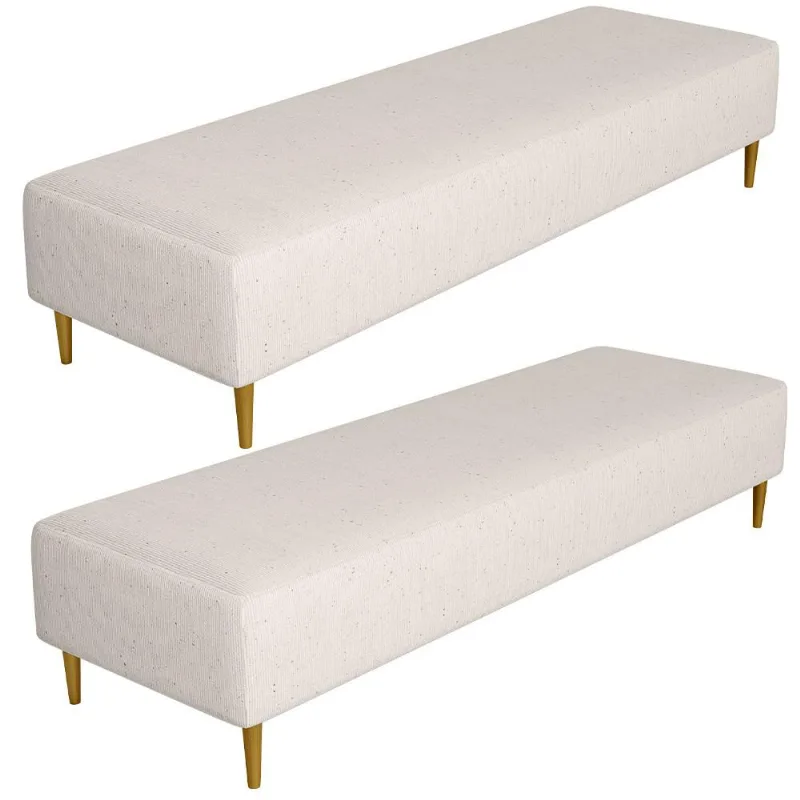 Kit 02 Puffs Decorativo Sala de Estar Bali W01 Pés Palito 210x60cm Linho Cru - Lyam Decor - Lyam Decor