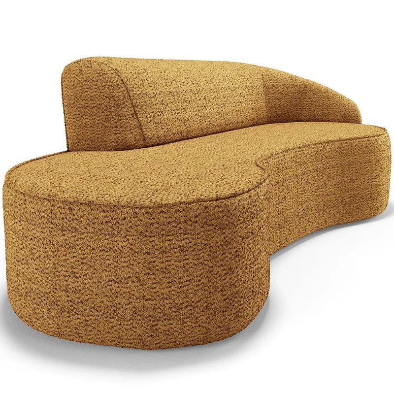Sofá 3 Lugares Curvo Sala de Estar Living Firenze Direito D02 Prime Bouclê Mostarda 230cm PB-03 - Lyam Decor - Lyam Decor