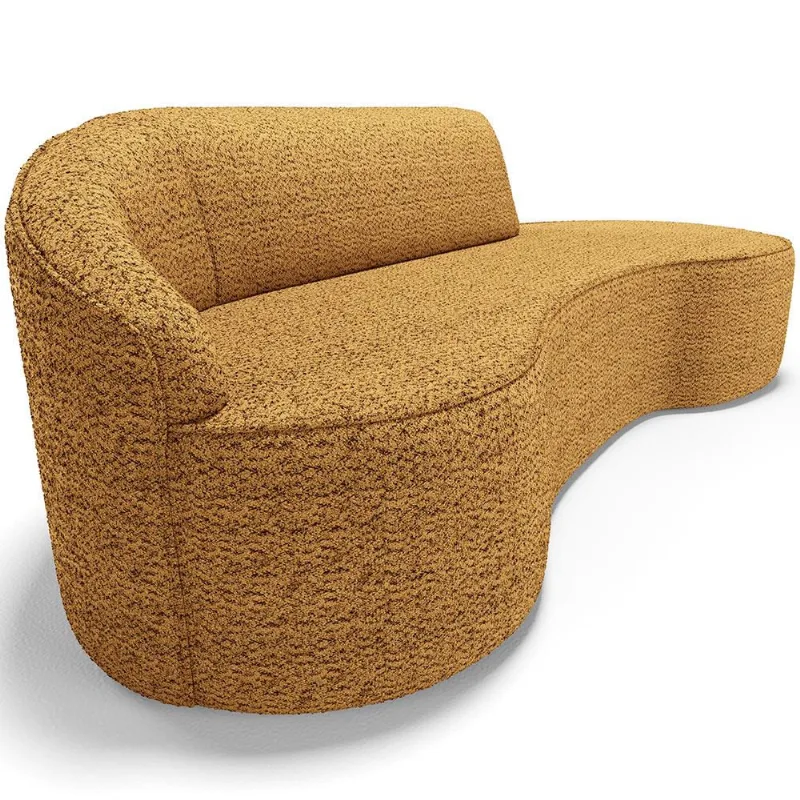 Sofá 4 Lugares Curvo Sala de Estar Living Firenze Esquerdo D02 Prime Bouclê Mostarda 260cm PB-03 - Lyam Decor - Lyam Decor