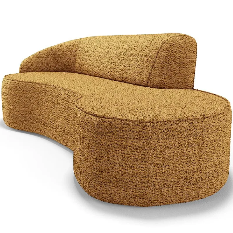 Sofá 4 Lugares Curvo Sala de Estar Living Firenze Esquerdo D02 Prime Bouclê Mostarda 280cm PB-03 - Lyam Decor - Lyam Decor