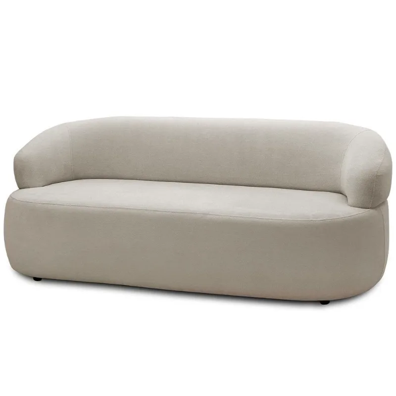 Sofá 3 Lugares Orgânico Sala De Estar Living 170cm Carmen F04 Veludo Bege - Lyam Decor