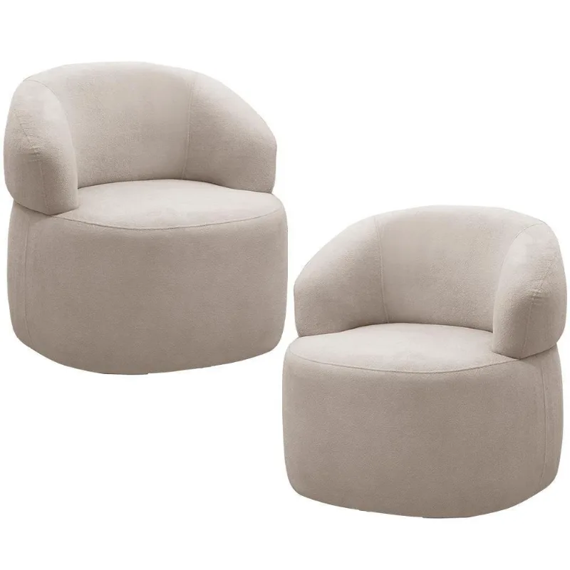 Kit 2 Poltronas Giratórias Sala Living Orgânico Carmen F04 Veludo Bege - Lyam Decor