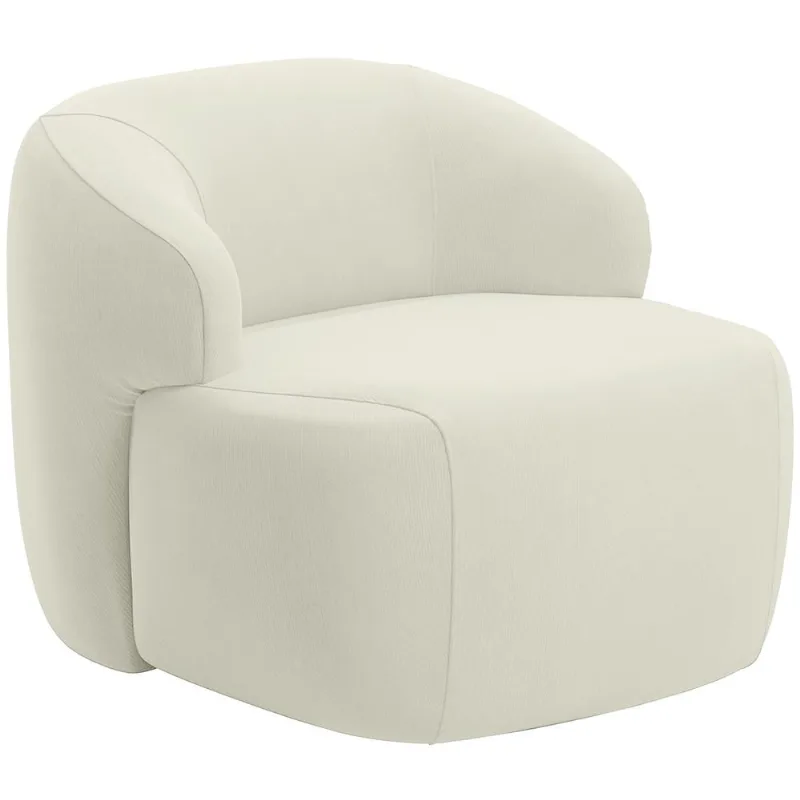 Poltrona Decorativa Fixa Orgânica Para Sala Living Barolo L06 Veludo Bege - Lyam Decor - Lyam Decor