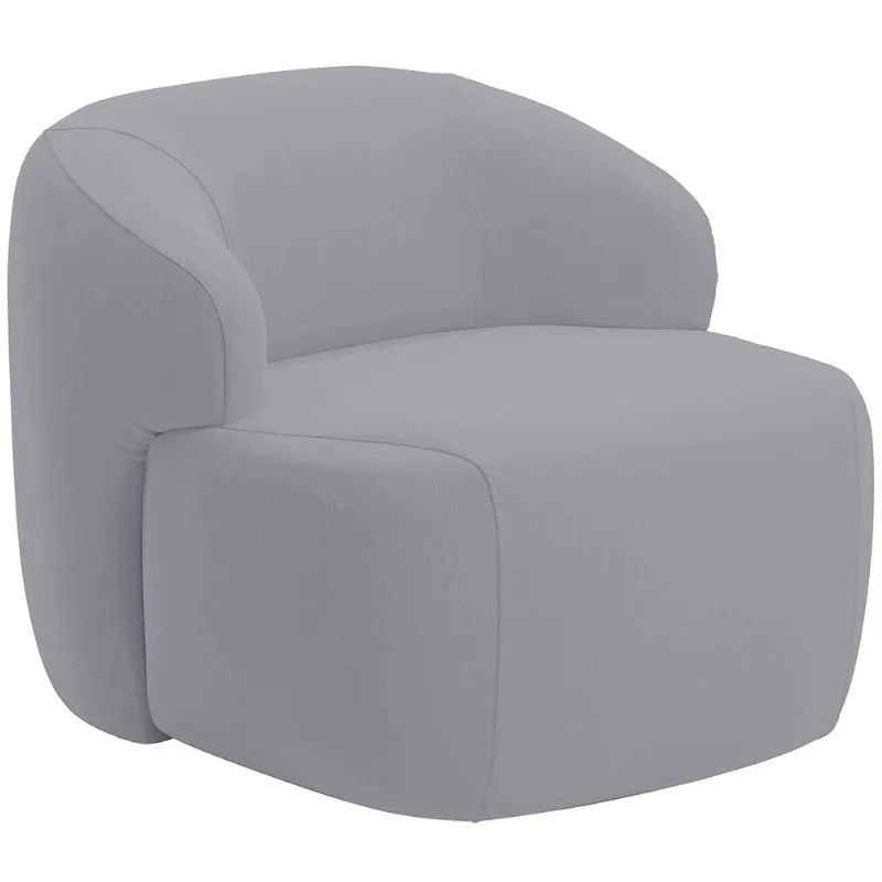 Poltrona Decorativa Fixa Orgânica Para Sala Living Barolo L06 Veludo Cinza - Lyam Decor - Lyam Decor