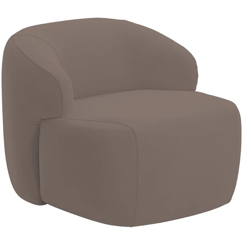 Poltrona Decorativa Fixa Orgânica Para Sala Living Barolo L06 Veludo Marrom - Lyam Decor - Lyam Decor