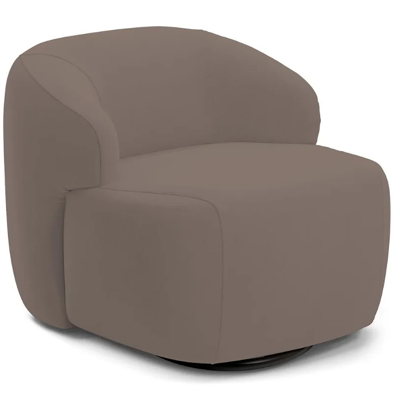 Poltrona Decorativa Orgânica Giratória Para Sala Living Barolo L06 Veludo Marrom - Lyam Decor - Lyam Decor