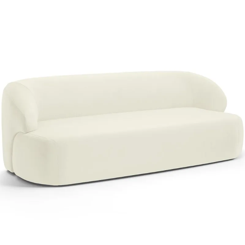 Sofá 2 Lugares Curvo Orgânico Para Sala Living 150cm Barolo L06 Veludo Bege - Lyam Decor - Lyam Decor