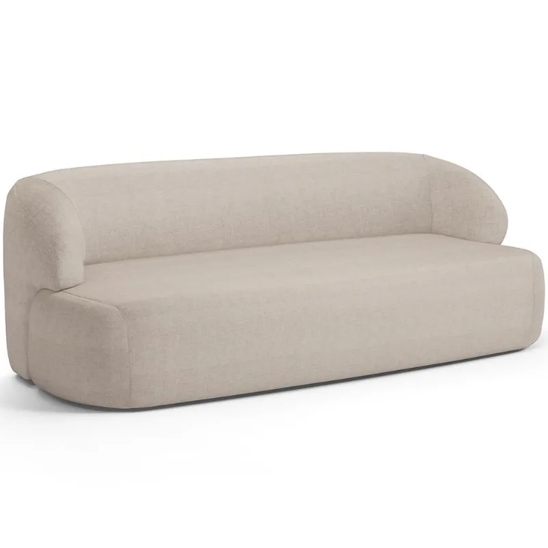Sofá 2 Lugares Curvo Orgânico Para Sala Living 150cm Barolo L06 Linho Bege - Lyam Decor - Lyam Decor