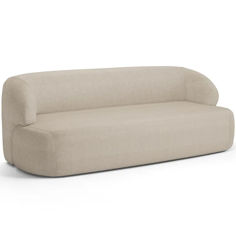 Sofá 2 Lugares Curvo Orgânico Para Sala Living 150cm Barolo L06 Linho Bege Escuro - Lyam Decor - Lyam Decor