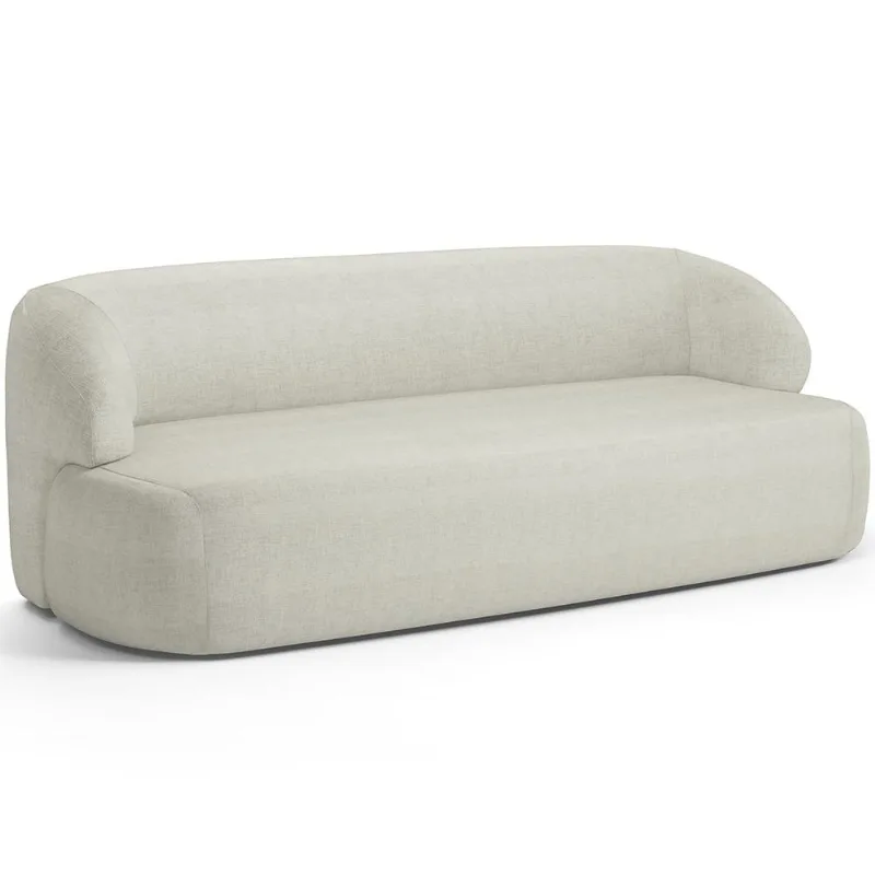 Sofá 2 Lugares Curvo Orgânico Para Sala Living 150cm Barolo L06 Linho Cru - Lyam Decor - Lyam Decor