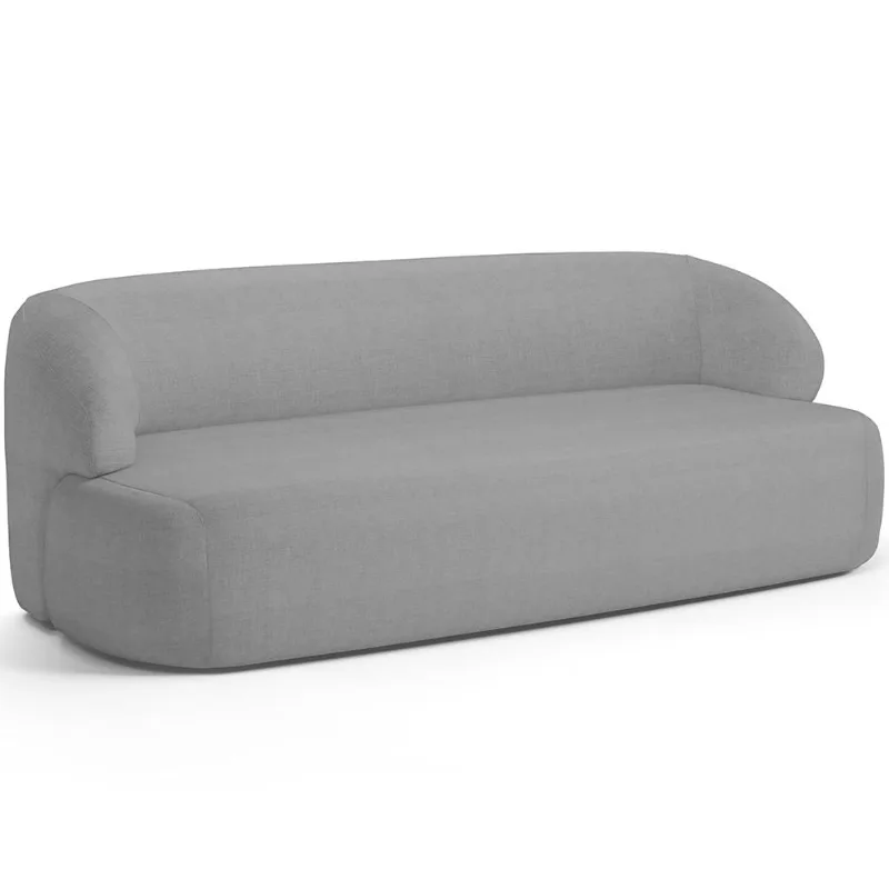 Sofá 3 Lugares Curvo Orgânico Para Sala Living 180cm Barolo L06 Linho Cinza Escuro - Lyam Decor - Lyam Decor
