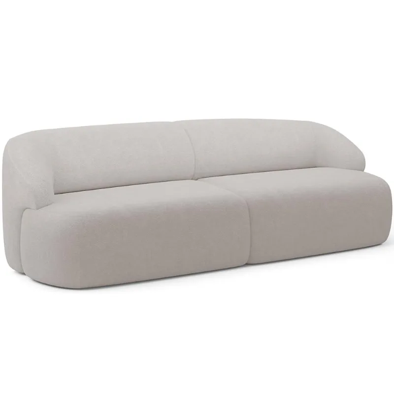 Sofá 3 Lugares Curvo Orgânico Para Sala Living 220cm Barolo L06 Bouclê Cinza - Lyam Decor - Lyam Decor